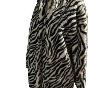 Suzanne Betro Black and White Faux Fur Coat